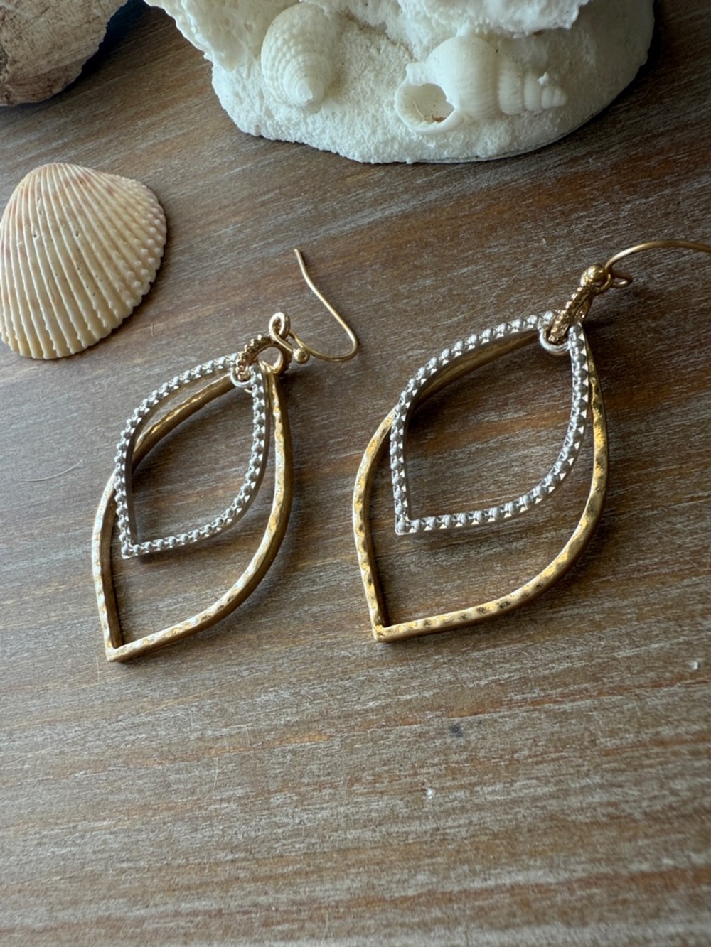 Gold and Crystal Double Teardrop Drop Earrings - Women Jewelry - Picture 3 of 8